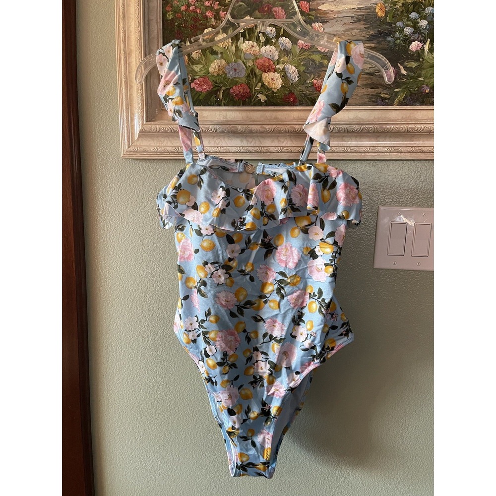 Victoria Secret - Ruffle One Piece Floral Lemon Swimsuit Size XL ~ New